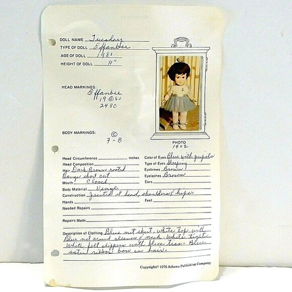 Effanbee "Day By Day" Tuesday Child Doll 1980 Vintage 11" Ballerina Original Tag - Picture 11 of 12